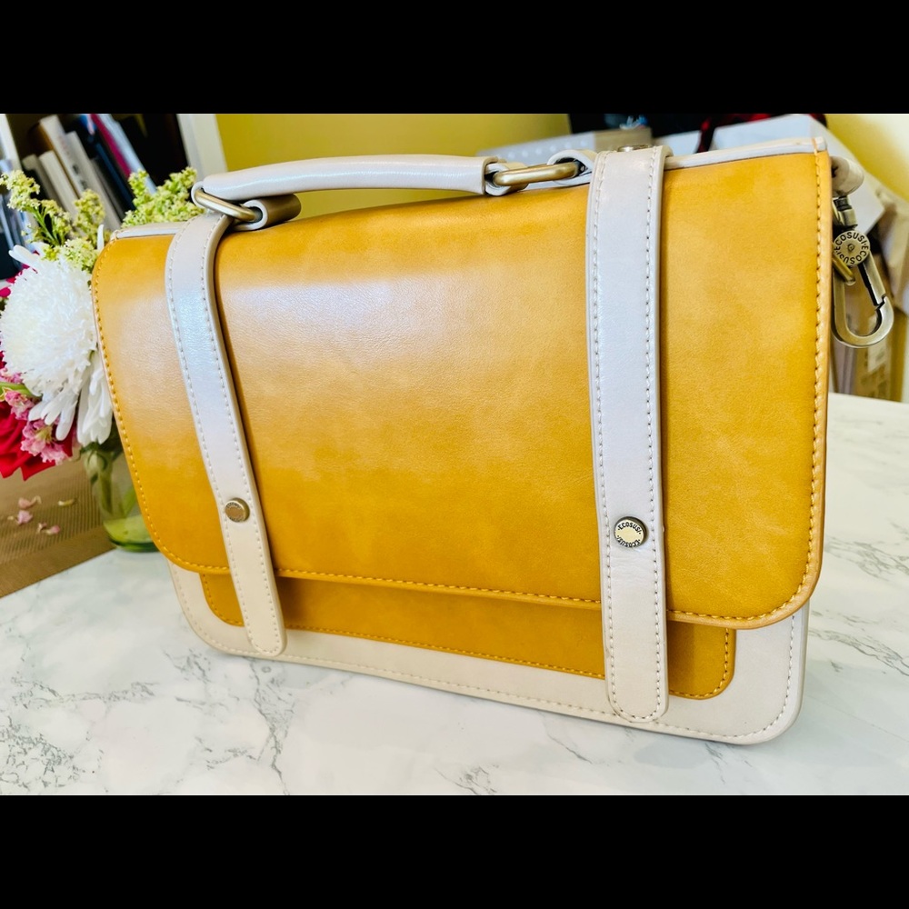 ECOSUSI Women's Small Vintage Vegan Leather Crossbody Satchel Bag